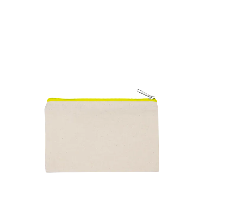 Etui van canvaskatoen - klein model in Natural / Fluorescent Yellow