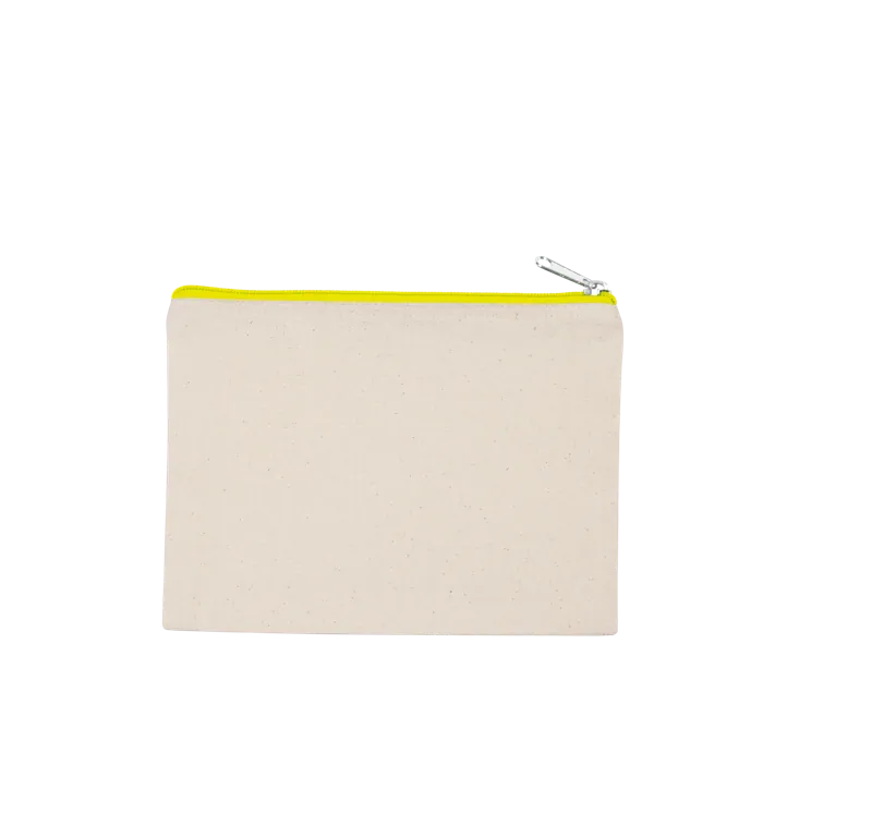 Etui van canvaskatoen - middelgroot model in Natural / Fluorescent Yellow