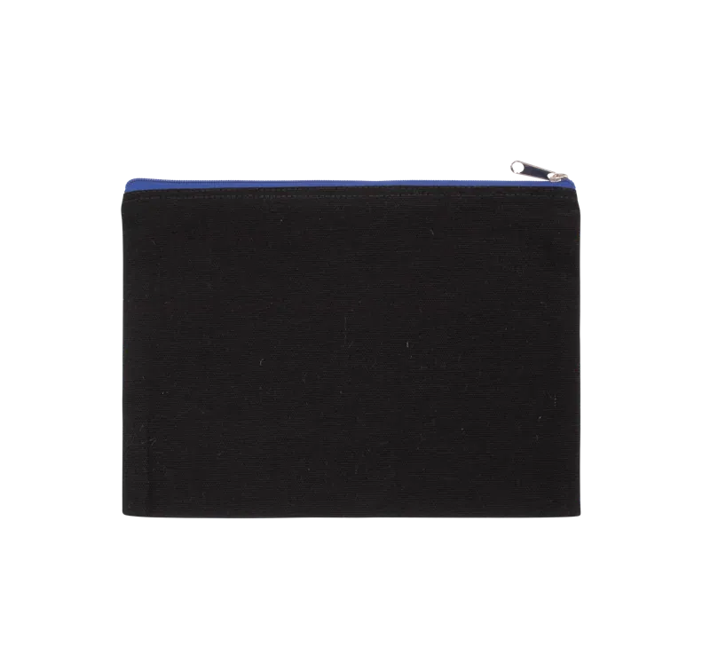 Etui van canvaskatoen - groot model in Black / Royal Blue