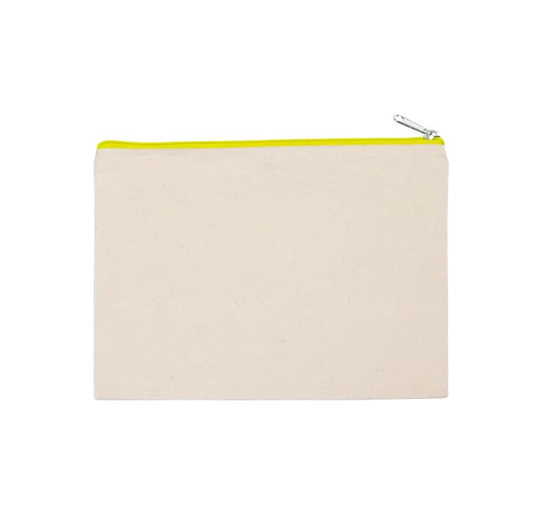 Etui van canvaskatoen - groot model in Natural / Fluorescent Yellow