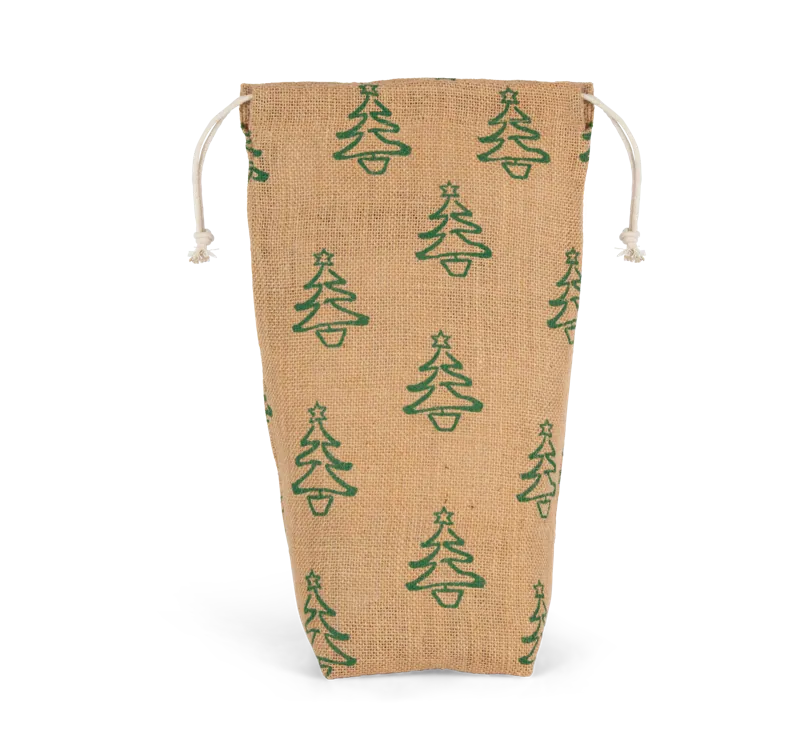 Fleshouder met kerstmotieven in Natural / Dark Green