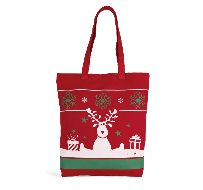 Shopper met kerstmotieven in Cherry Red