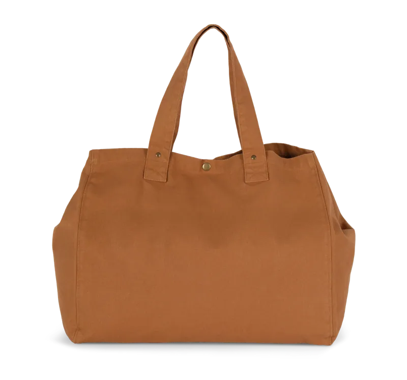 Shopper van verwassen katoen in Washed Caramel Coffee