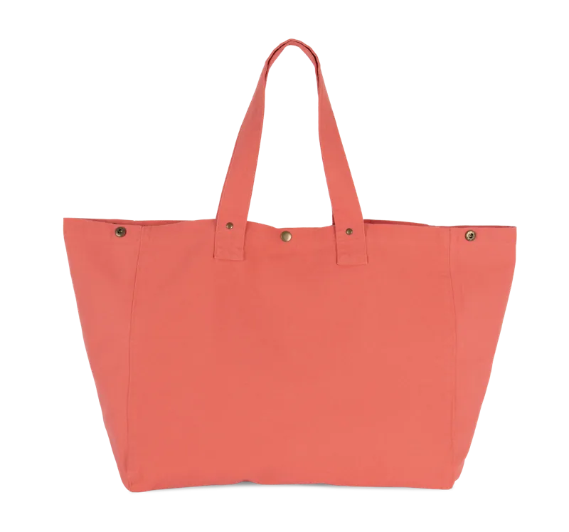 Shopper van verwassen katoen in Washed Coral Pink