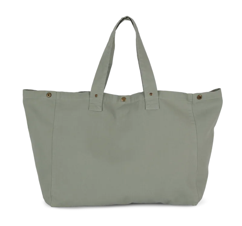 Shopper van verwassen katoen in Washed Green Clay