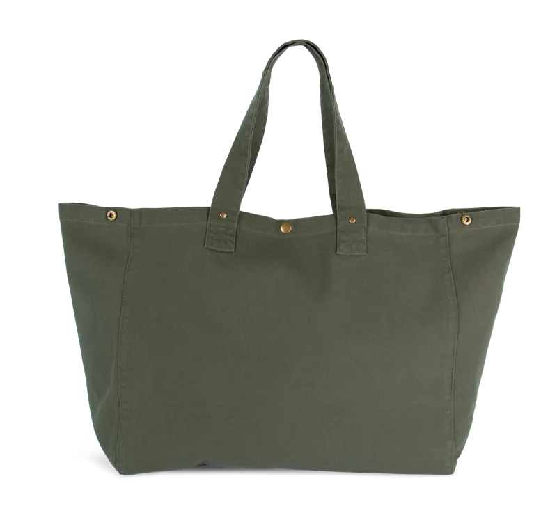 Shopper van verwassen katoen in Washed Kombu Green