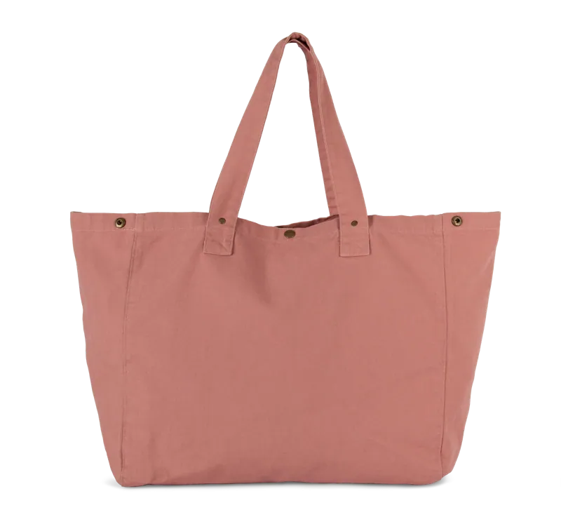 Shopper van verwassen katoen in Washed Pink Ochre