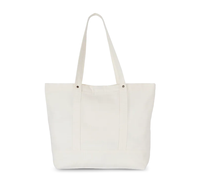 Grote shopper met zijzak in Washed Ivory