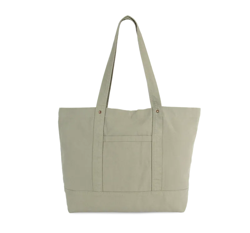 Grote shopper met zijzak in Washed Green Clay