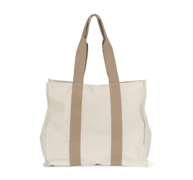 Grote, gerecyclede shopper met plooi in Ecume / Hemp