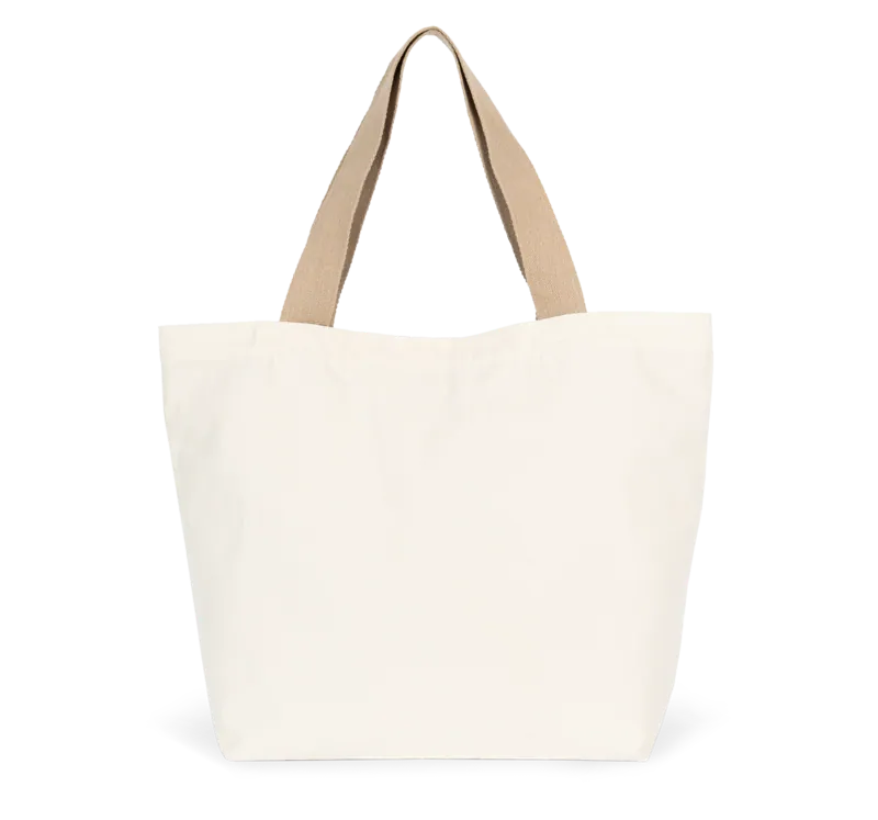 Grote, gerecyclede shopper met platte bodem in Ecume / Hemp