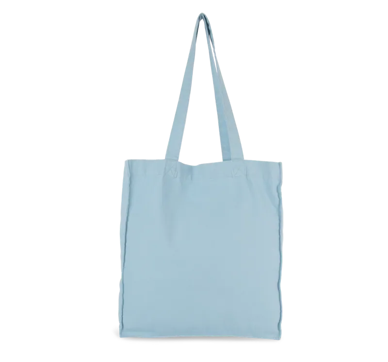 Totebag met bodem en ruimteplooi in Washed Dream Blue
