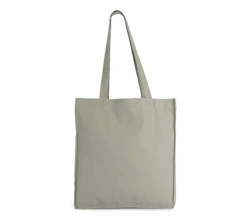 Totebag met bodem en ruimteplooi in Washed Green Clay
