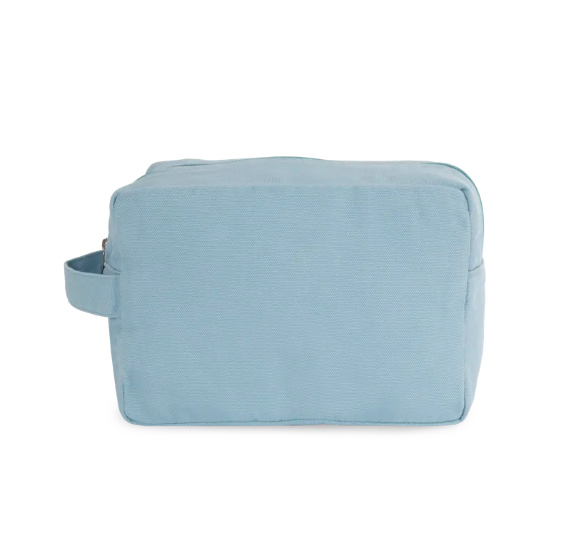 Toilettas van biologisch katoen. in Washed Dream Blue