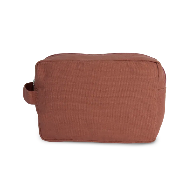 Toilettas van biologisch katoen. in Washed Pink Ochre