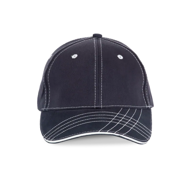 Modieuze Pet Met 6 Segmenten in Navy / White