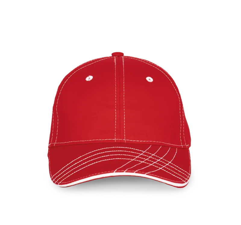 Modieuze Pet Met 6 Segmenten in Red / White