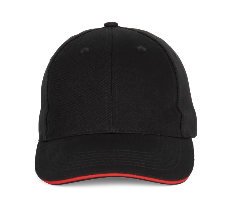 Baseballpet - 6 panelen in Black / Red