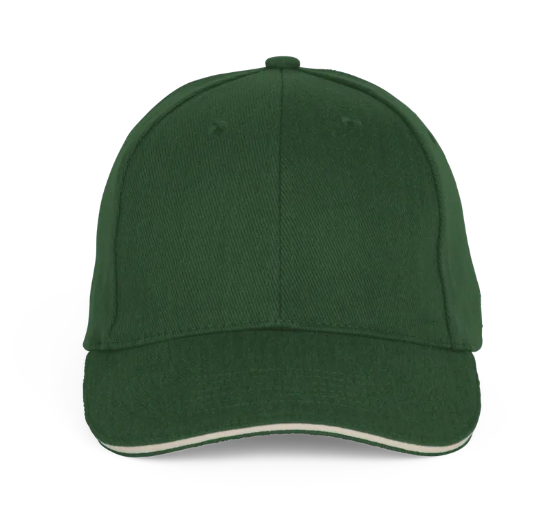 Baseballpet - 6 panelen in Forest Green / Beige
