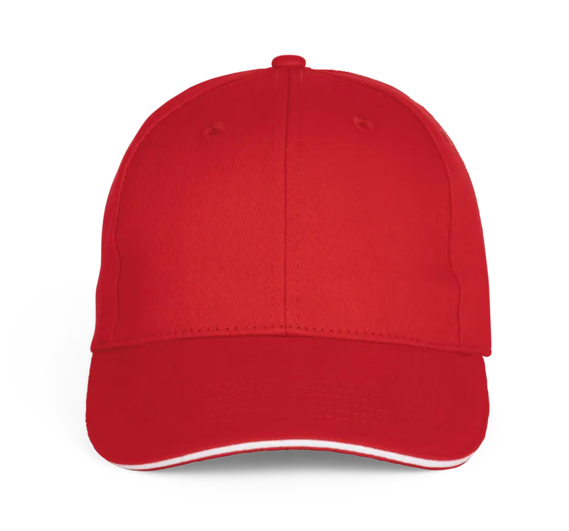Baseballpet - 6 panelen in Red / White