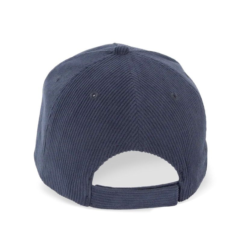 Ribfluwelen pet met 5 panelen in Minorca Navy, achterkant