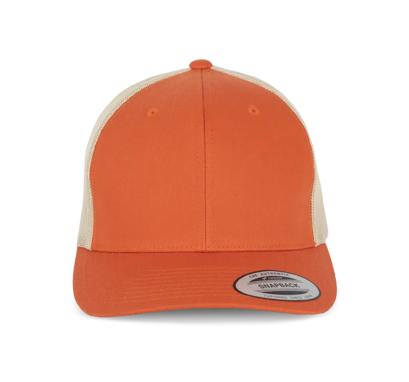 Flexfit Truckerpet retromodel - 6 panelen in Rustic Orange / Beige