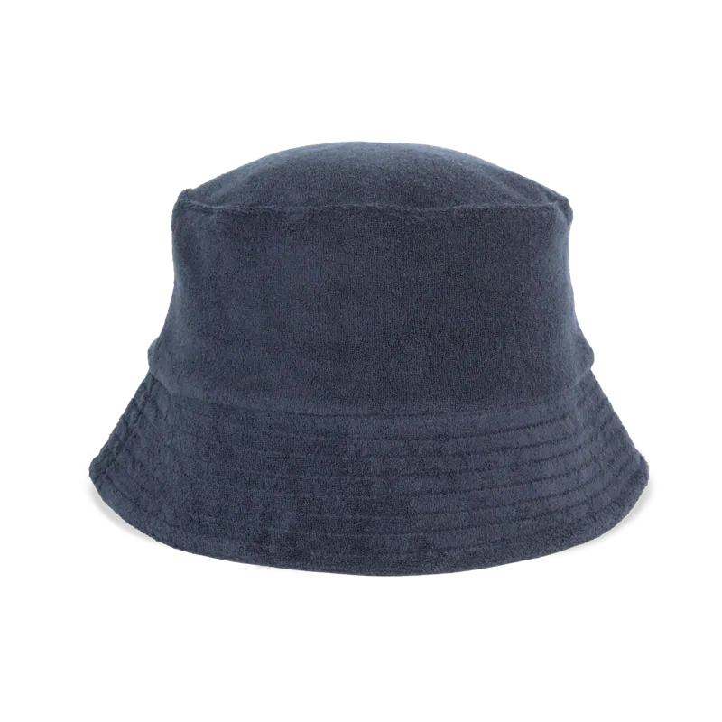 Ecologische uniseks bucket hat in badstof in Navy Blue