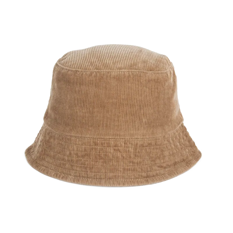 Ecologische uniseks ribfluwelen hoed in Dark camel
