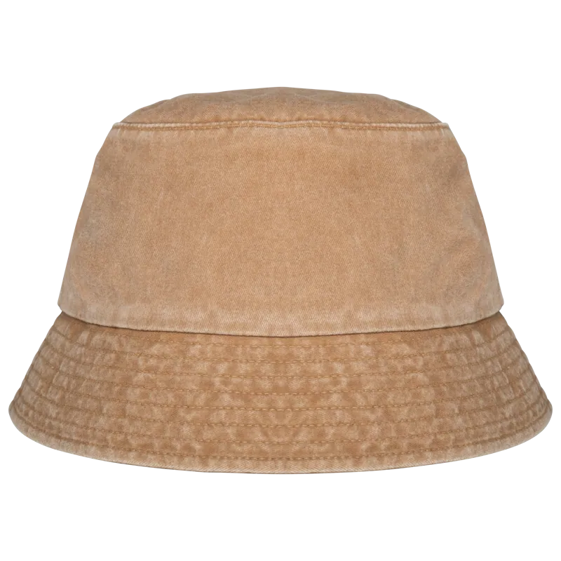 Ecologische verwassen uniseks bob in Washed Dark Camel