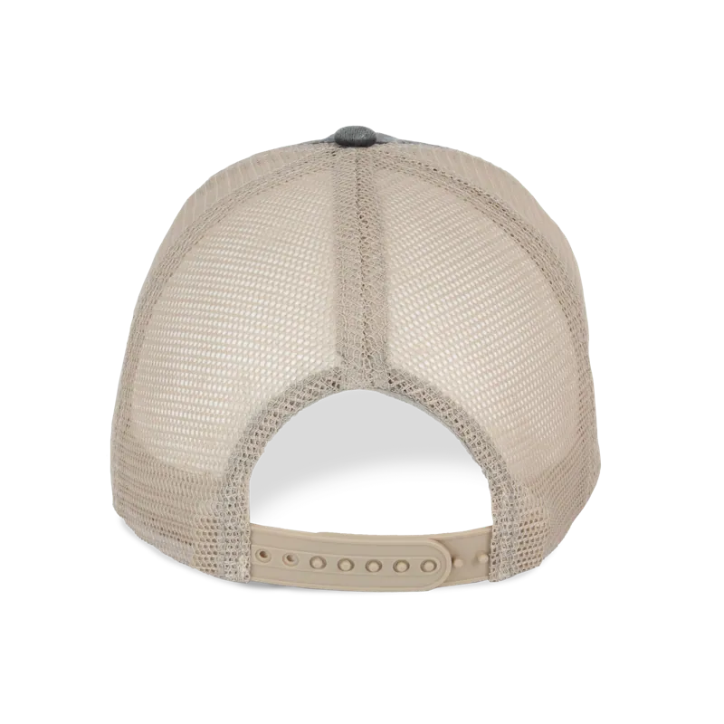 Ecologische uniseks truckerpet met verwassen look in Washed black / Beige, achterkant