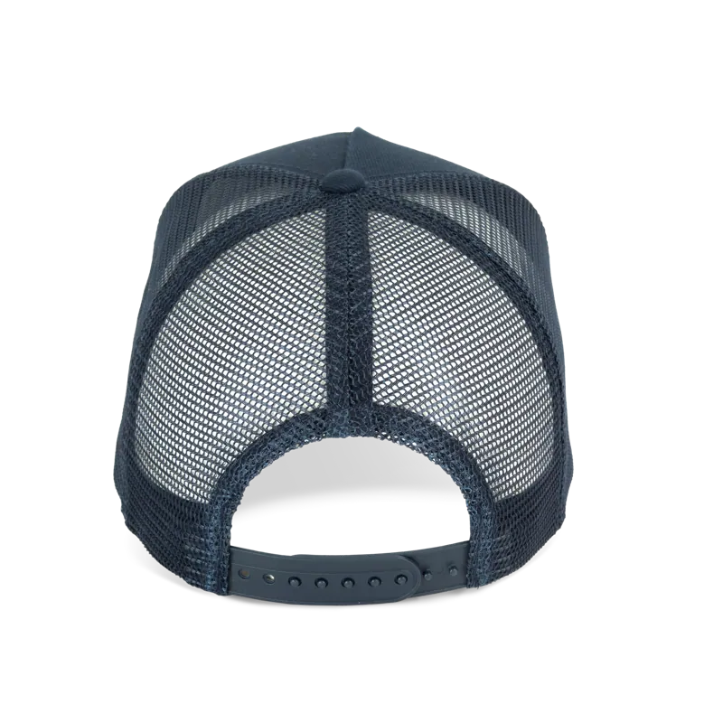 Ecologische uniseks truckerpet met 5 panelen in Navy Blue, achterkant