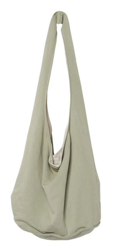 Schoudertas van fleece in Almond Green