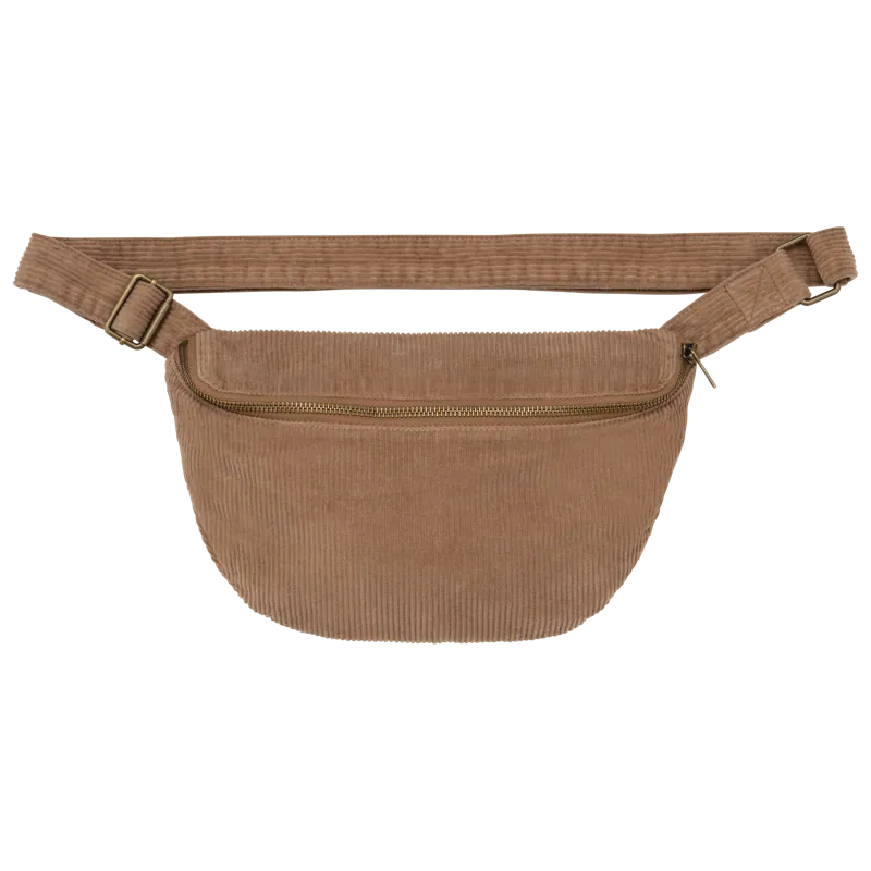 Ecologisch verwassen heuptasje van ribfluweel in Washed Dark Camel