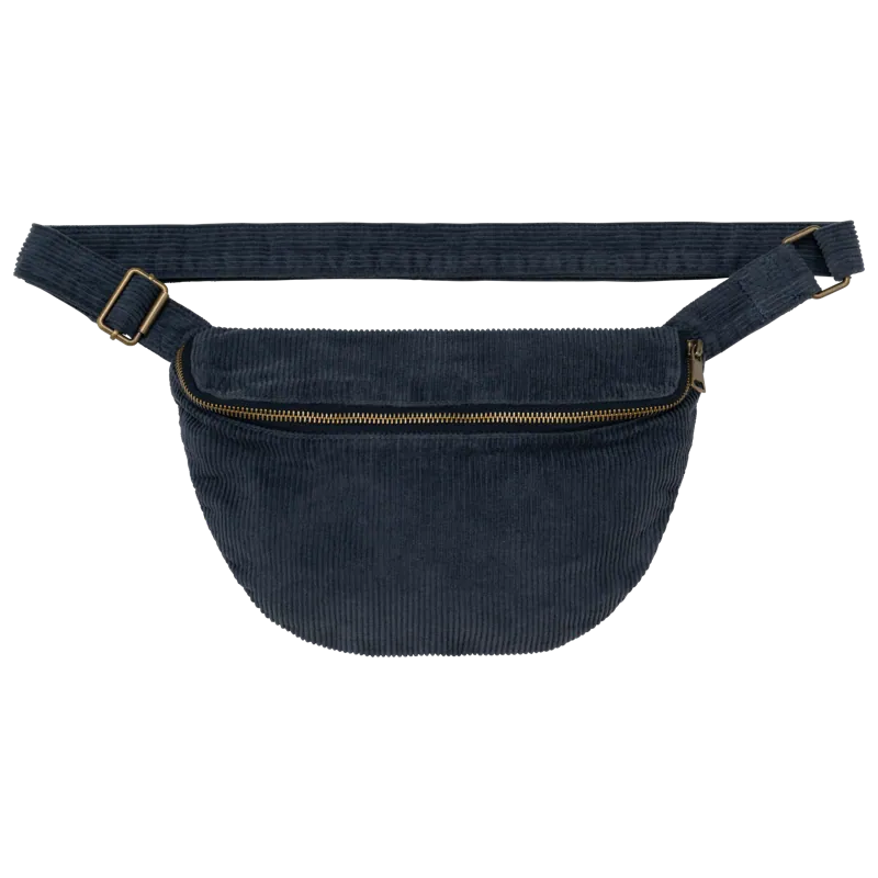 Ecologisch verwassen heuptasje van ribfluweel in Washed Navy Blue