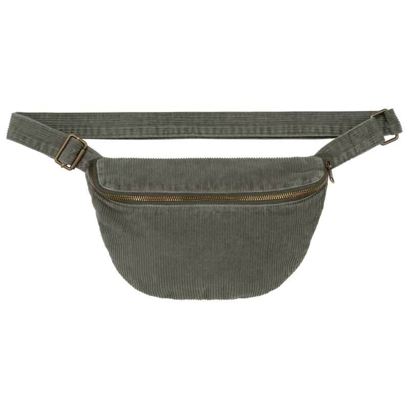 Ecologisch verwassen heuptasje van ribfluweel in Washed Organic Khaki