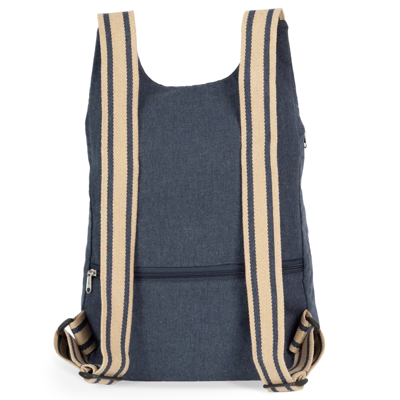 Ecologische rugzak in Horizon Blue / Desert Sand / Horizon Blue Stripe, achterkant